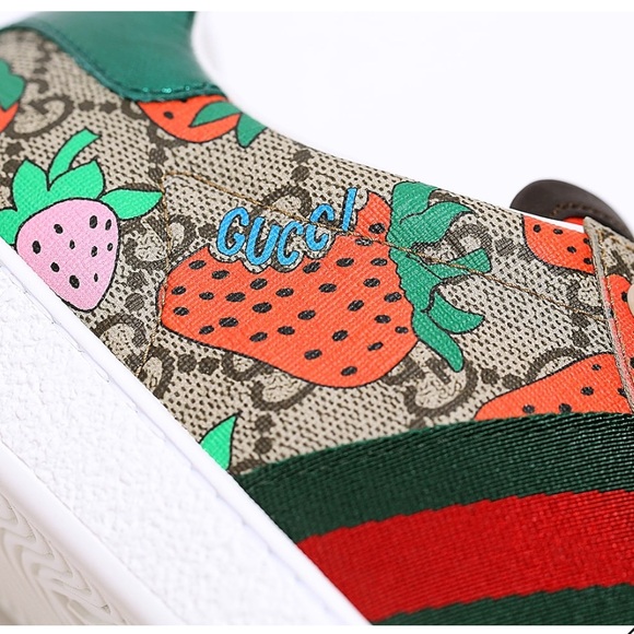 🍓 Gucci ace strawberry logo sneakers box women’s 42m IT, 12m US, 9m UK preown - Picture 12 of 14